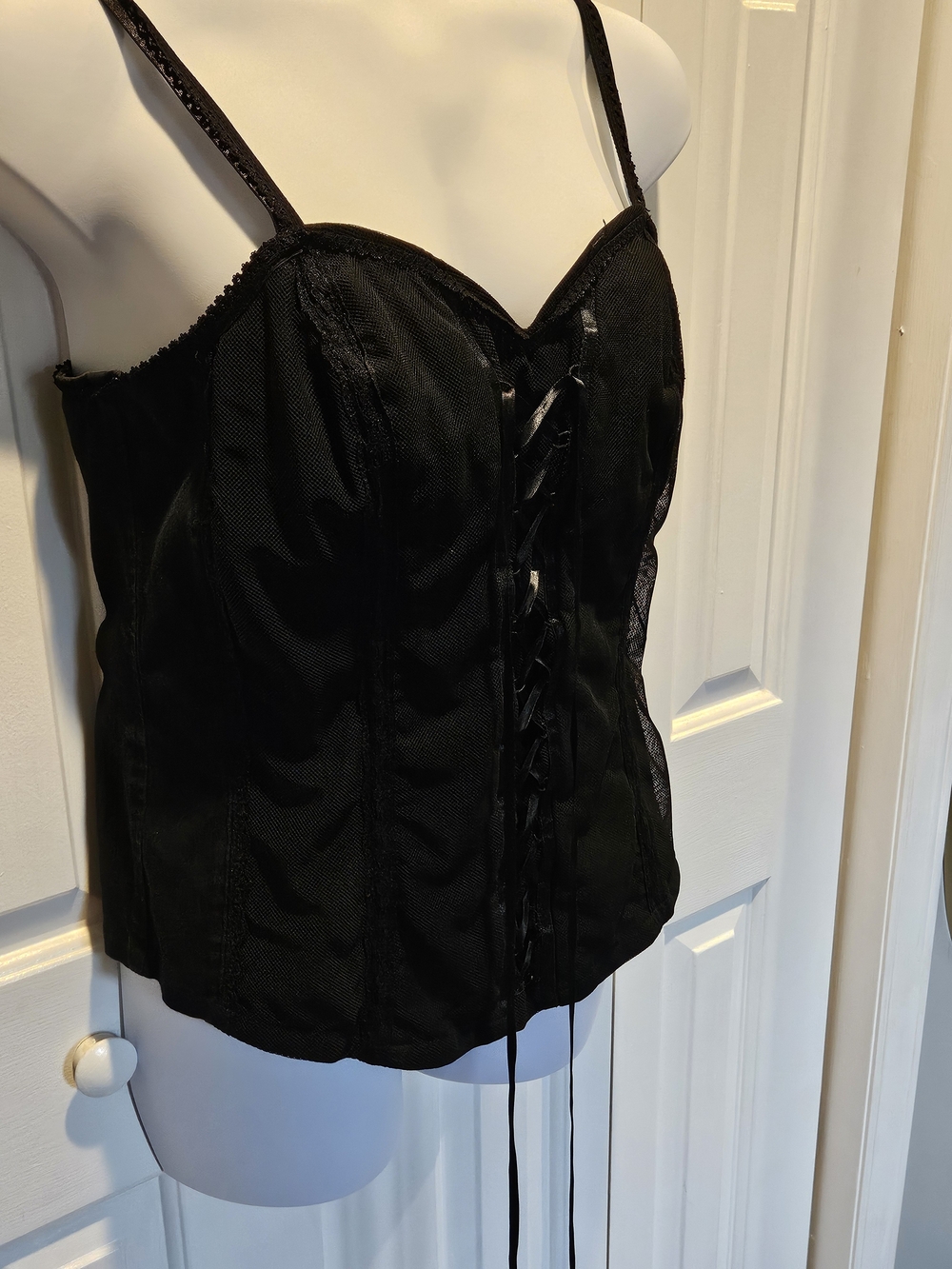 Black Lace-Up Bustier Casual Corset Top